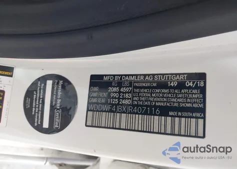 2018 Mercedes-Benz C 300 from USA, damaged, VIN WDDWF4JBXJR407116